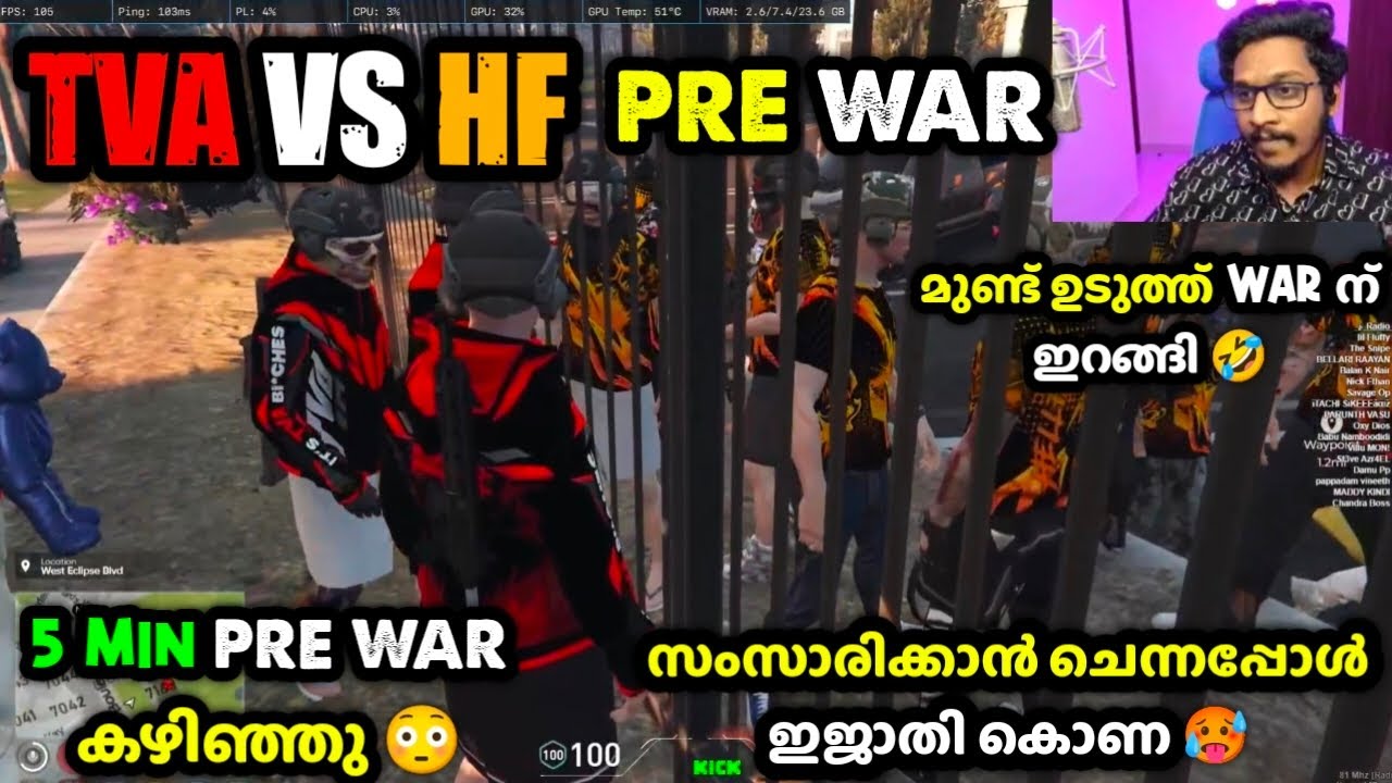 TVA VS HF 🥵5 MIN PRE WAR കഴിഞ്ഞു 😳സംസാരിക്കാൻ ചെന്നപ്പോൾ ഇജാതി കൊണ 🥵മുണ്ട് ഉടുത്ത് WAR ന് ഇറങ്ങി 🤣