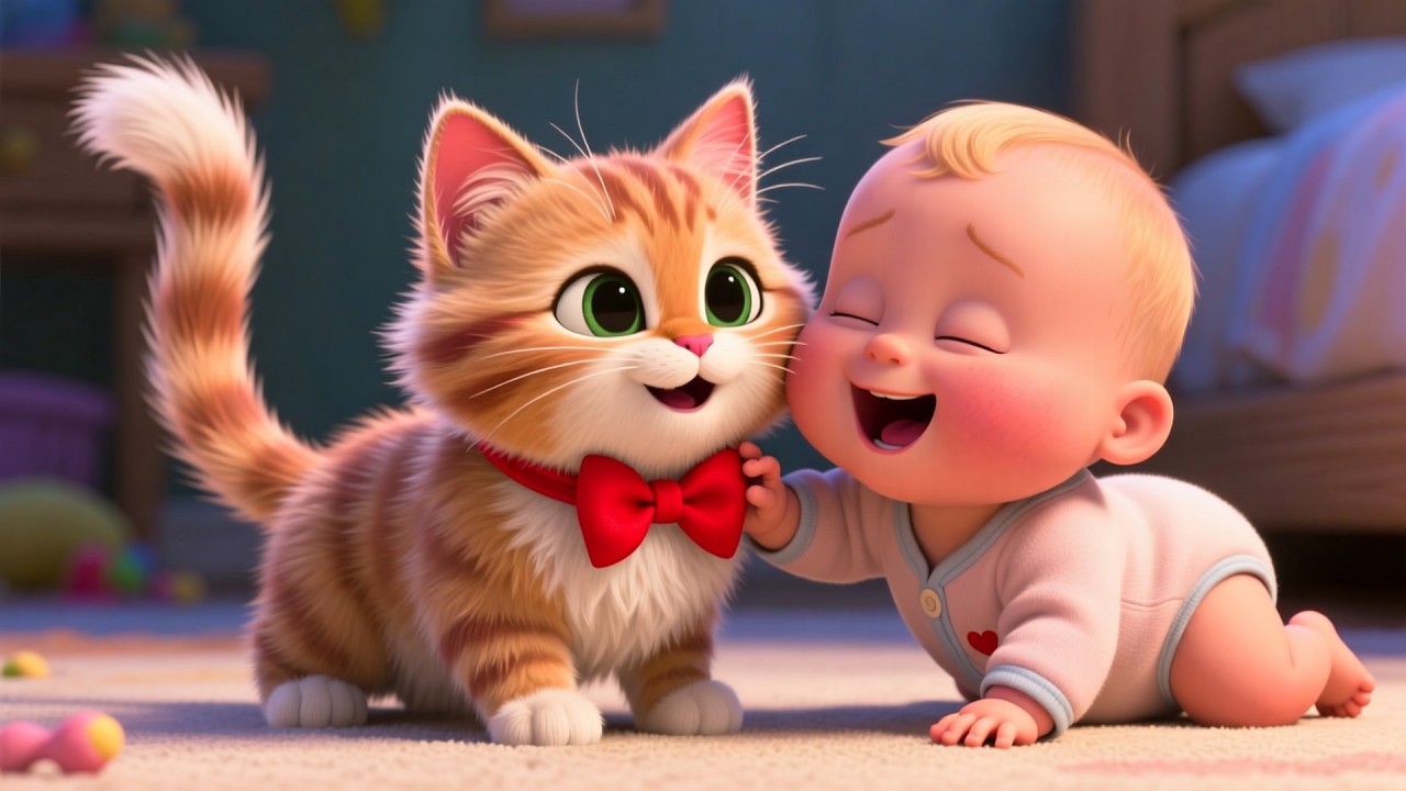 Little Kitten Red Bow 🐱🎀 Fun Kids Song | Playful Learning for Toddlers