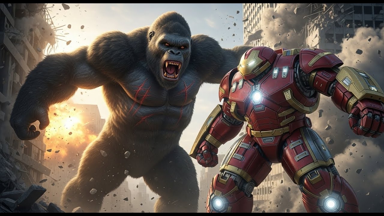 Destined Showdown: Awakening Kong Faces Hulkbuster in a Collapsing City | Epic Titan Clash 4K