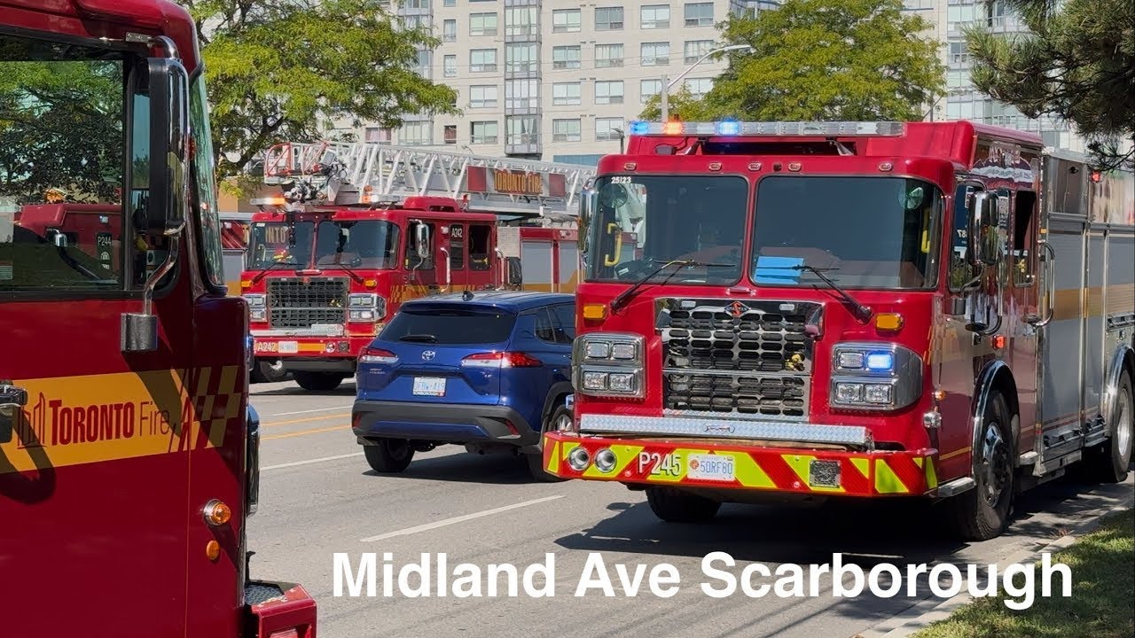 Toronto Firefighters Responding Highrise Fire 2-Alarm 