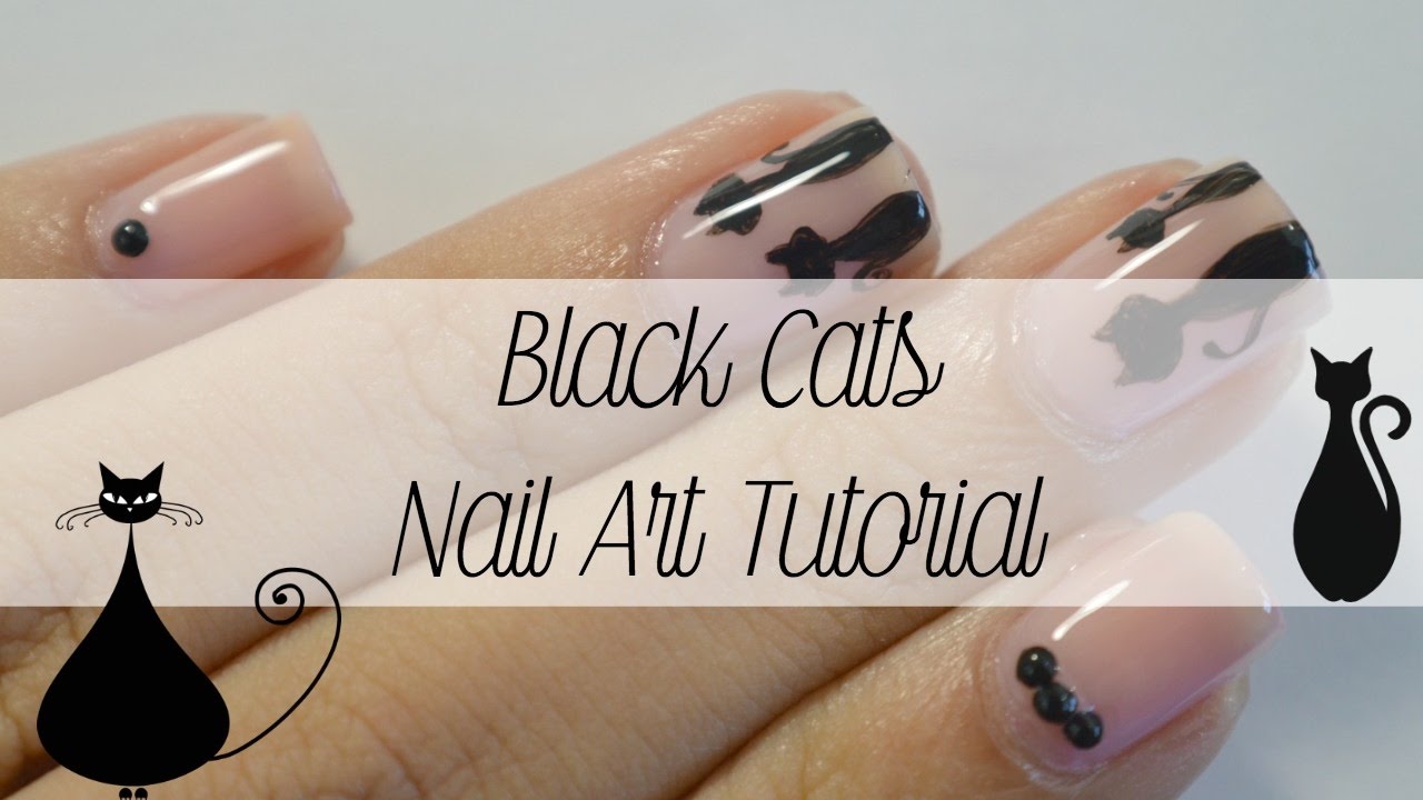 Black Cats Nail Art