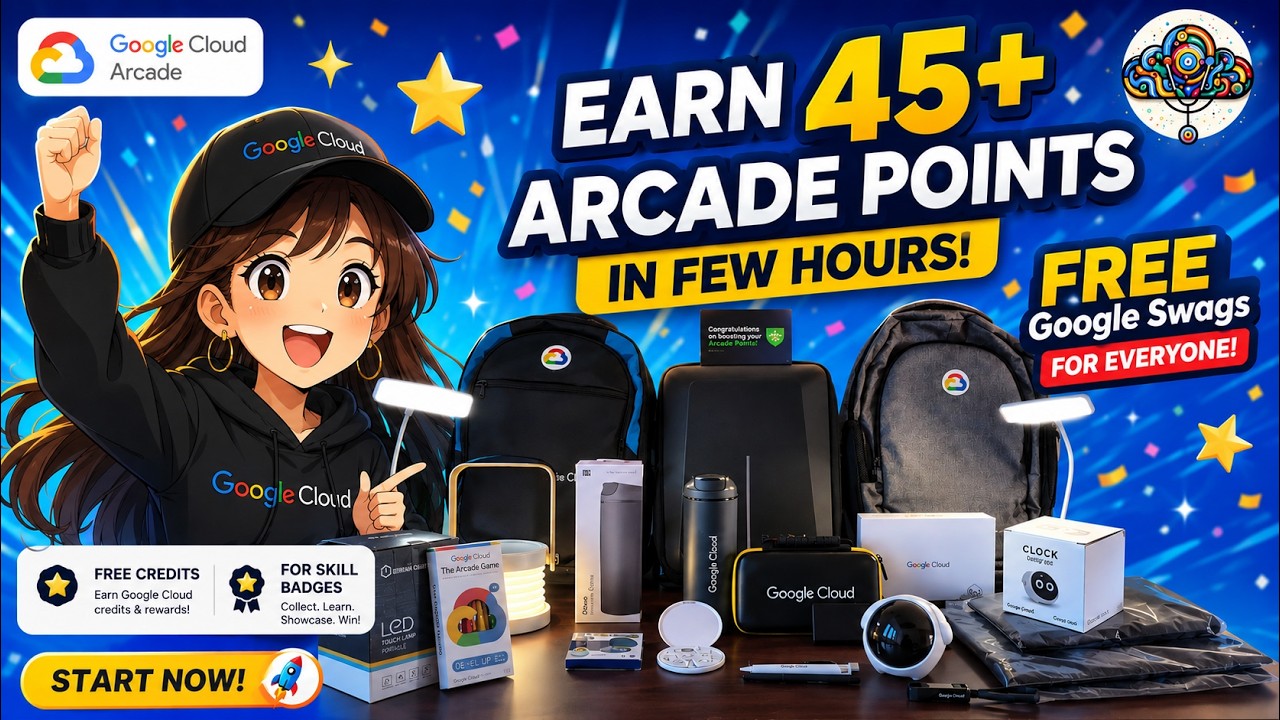 Получите 45+ очков Arcade за пару часов: БЕСПЛАТНЫЙ мерч от Google для всех | Google Cloud Arcade...