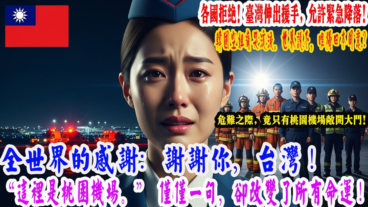 【來自國外的反應】在黑夜之中，當所有緊急降落的請求都被拒絕時，唯有臺灣的桃園國際機場在生死關頭敞開大門——這正是讓一名韓國籍空服員當場落淚的原因。｜來自國外的感人故事