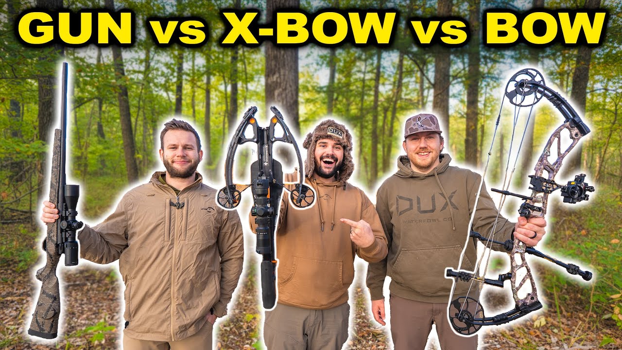 1v1v1 DEER Hunt GUN vs CROSSBOW vs BOW Challenge!!! (Catch Clean Cook)