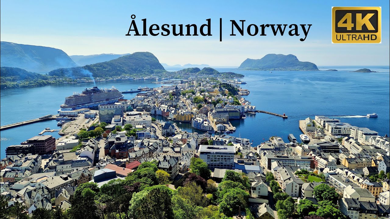 Ålesund, Norway 4K Walking Tour June 2023 - City of Art Nouveau