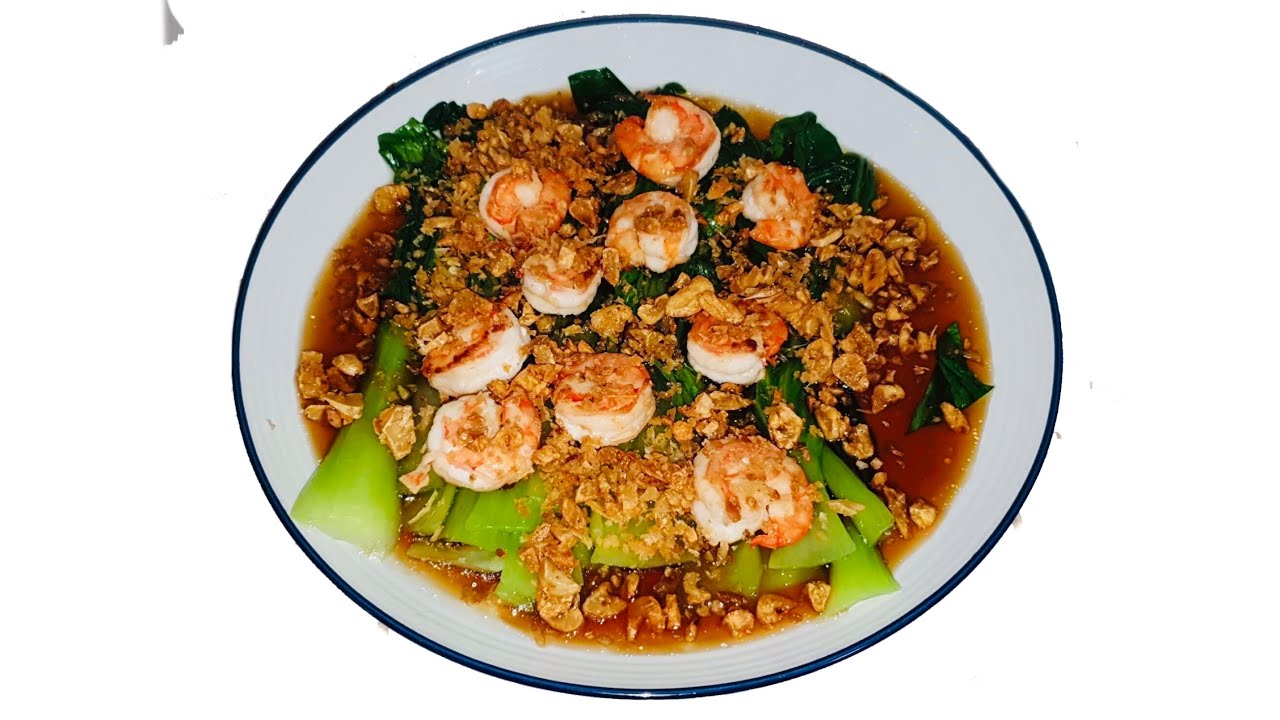 Senfkohl / Blätterkohl (Pak Choi) mit Austernsoße & Garnelen / Thai 🇹🇭 Rezept ผักฉ่อยน้ำมันหอยกุ้ง