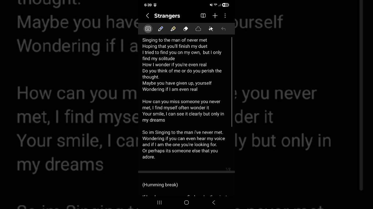 Strangers: This was sung by my daughter !!