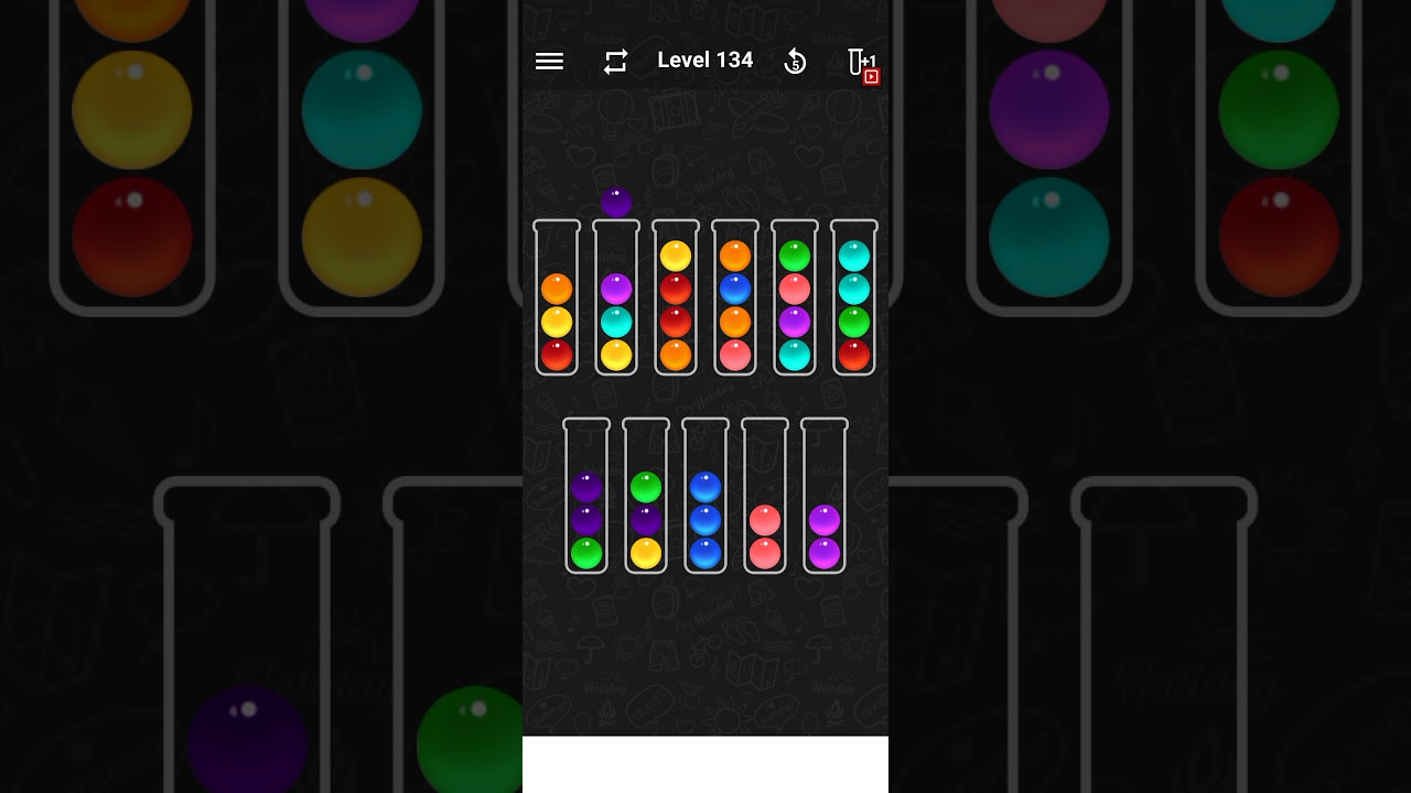 Level 134 of Ball Sort Color water Puzzle