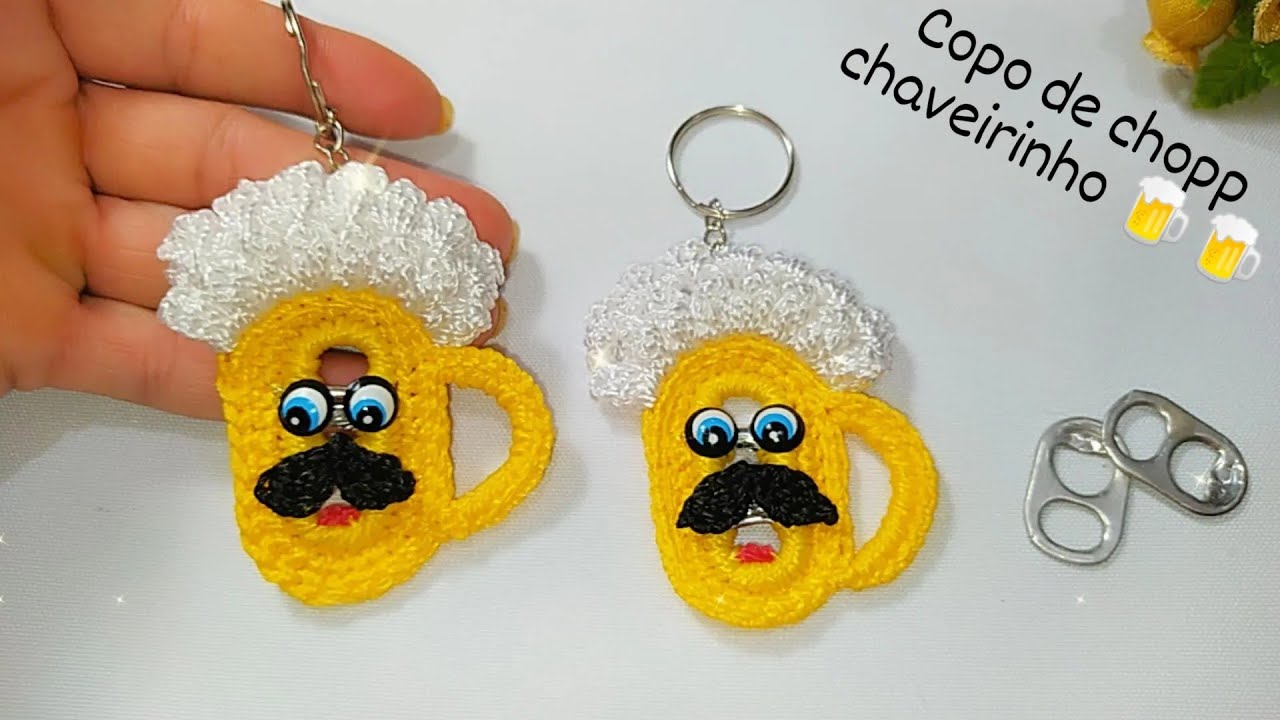 COPO DE CHOPP 🍺🍺 CHAVEIRINHO/EM CROCHÊ FEITO COM LACRES♻️