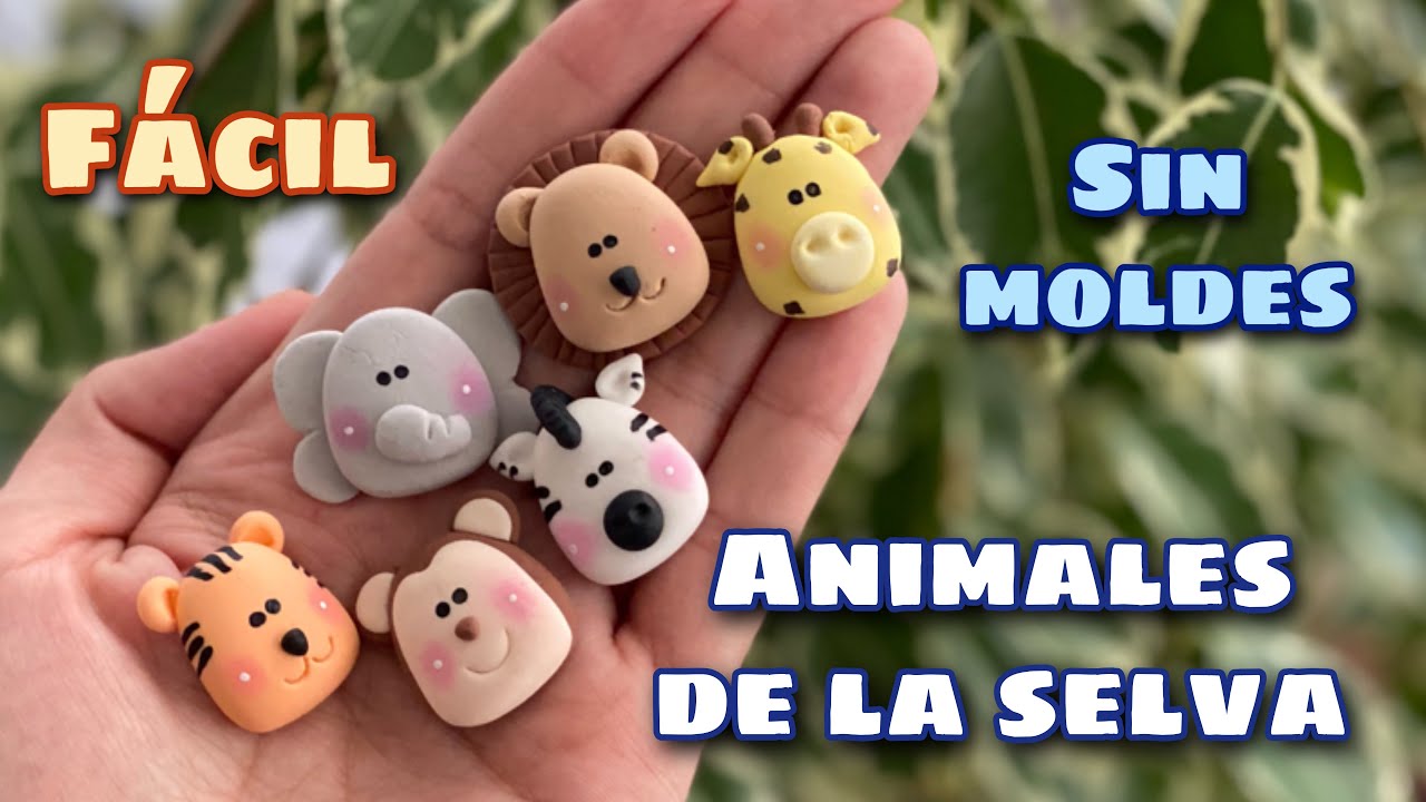 Como hacer apliques de animales de la selva sin moldes en porcelana fría. Fácil y rápido