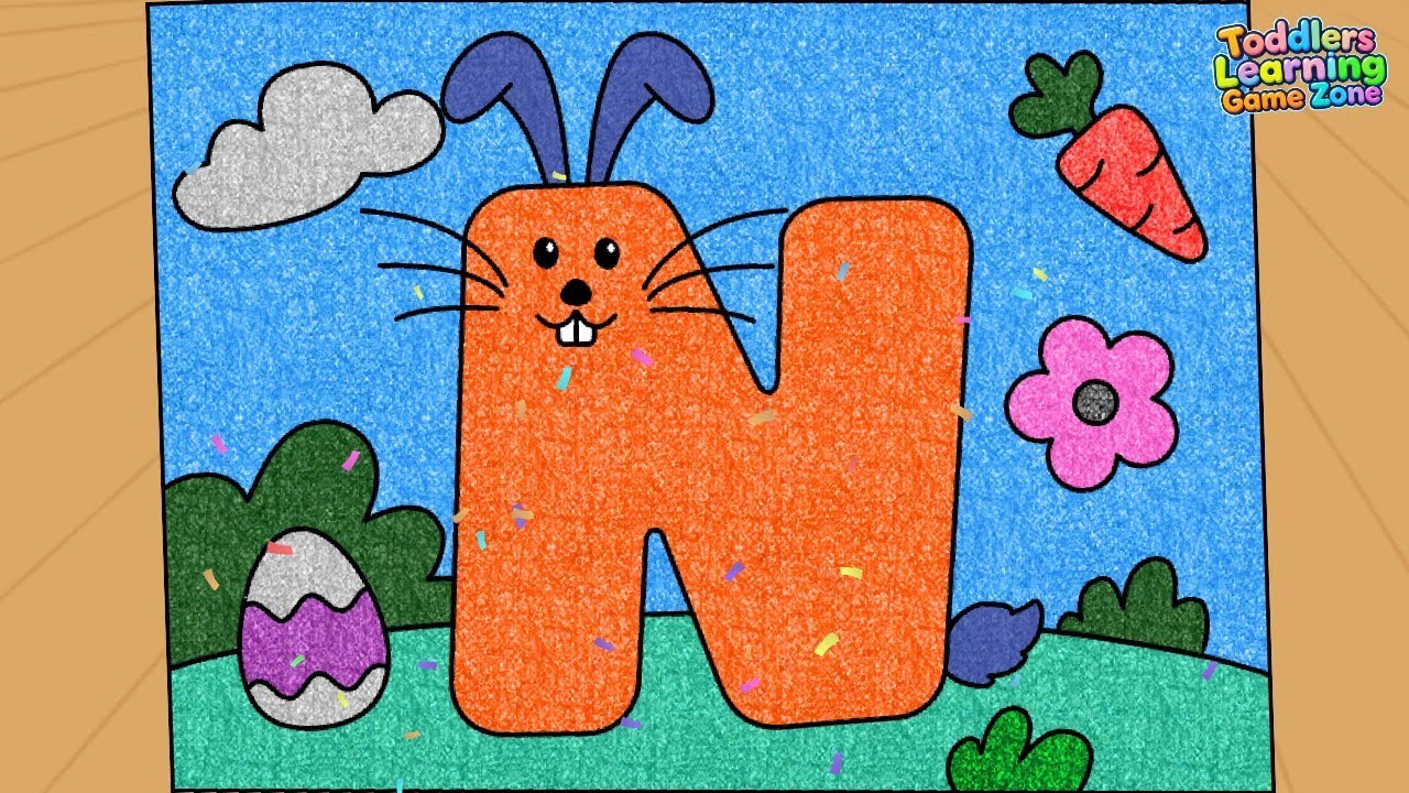 Learn and recognize Letter N | Learn with Paint 🎨 | @Toddlerslearninggamezone04 