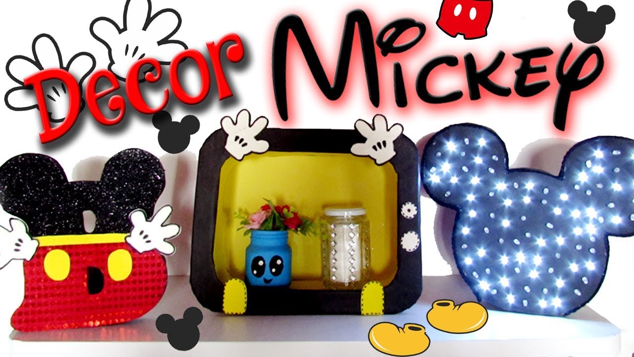 IDEIAS INCRÍVEIS DE DECORAÇÃO DO MICKEY GASTANDO POUCO | Luminária, letra decorativa e Nicho TV