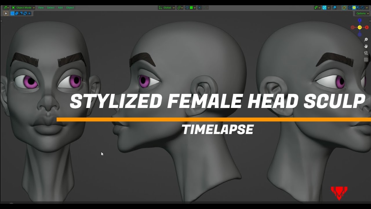 STYLIZED FEMALE HEAD SCULPT WITH BLENDER 4.3 