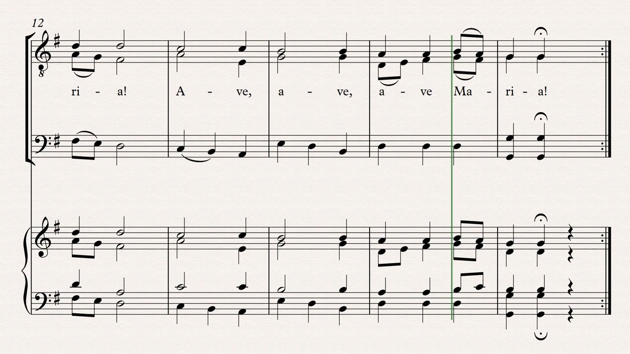 Louvando a Maria (Hino de Lourdes) - TTB / SATB / Organ - Baixo enfatizado
