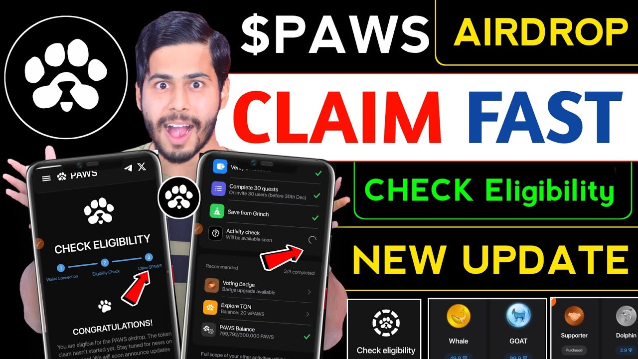 Paws Airdrop Claim FAST 🔥 paws check eligibility, paws new update, paws not eligible, paws listing