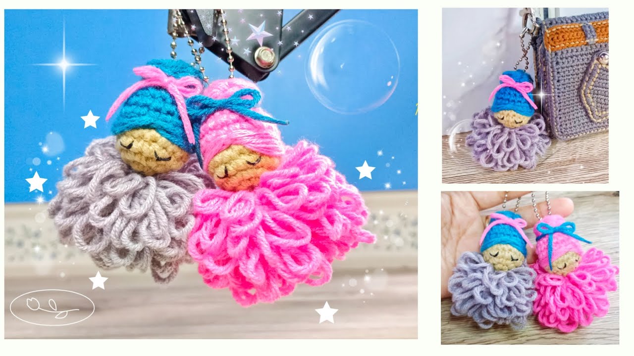 Crochet fur doll keychain || crochet doll || crochet doll keychain