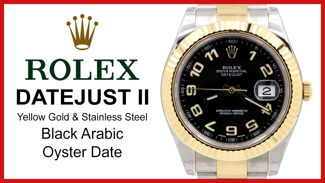 ▶ Rolex Datejust II Two-Tone, Black Arabic REVIEW - 41mm, Yellow Gold & Stainless Steel, 116333
