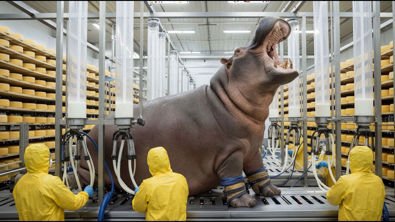 Inside the Hippo Cheese Factory – (Full Process) How Million-Dollar Hippo Milk Products Are Made .