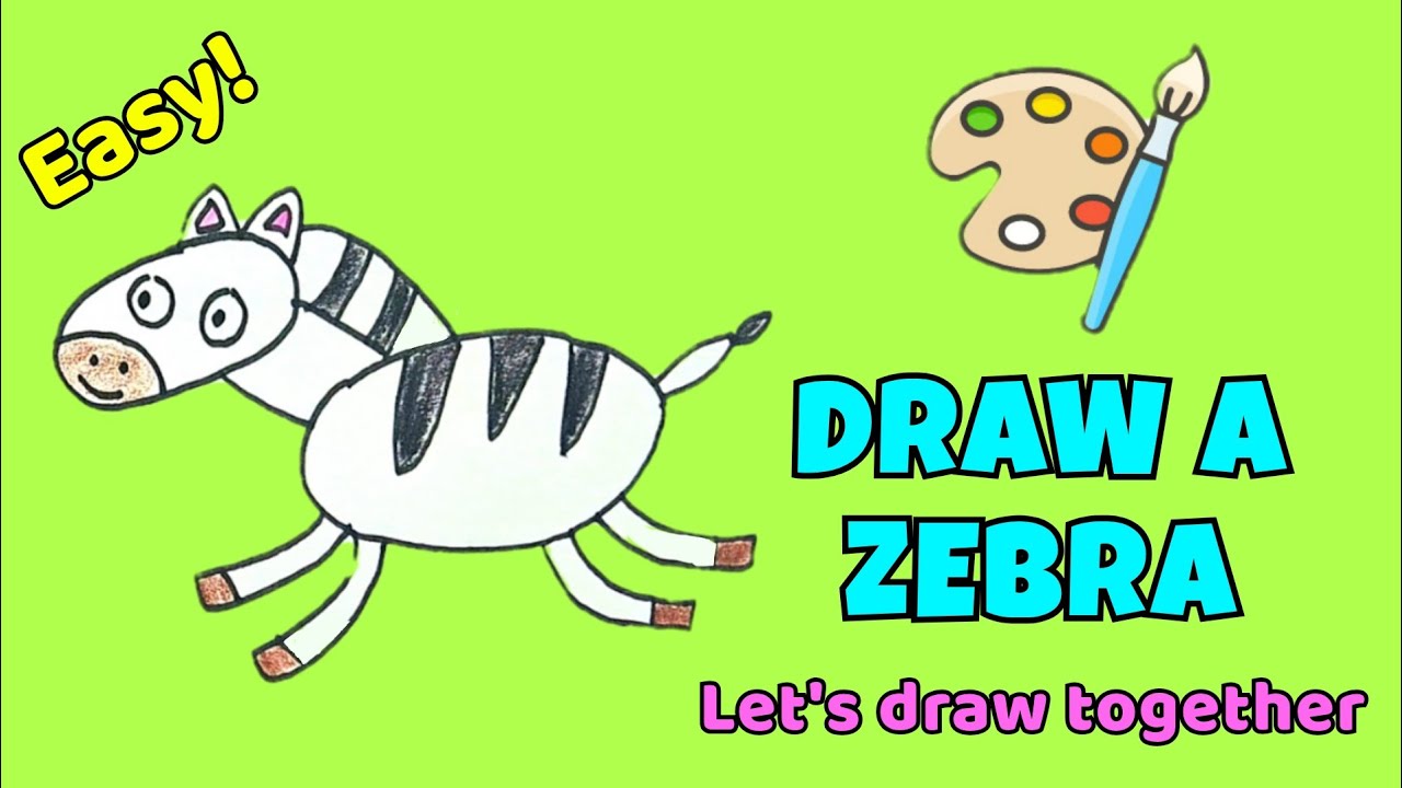 Easy Zebra Drawing for Kids 🦓 