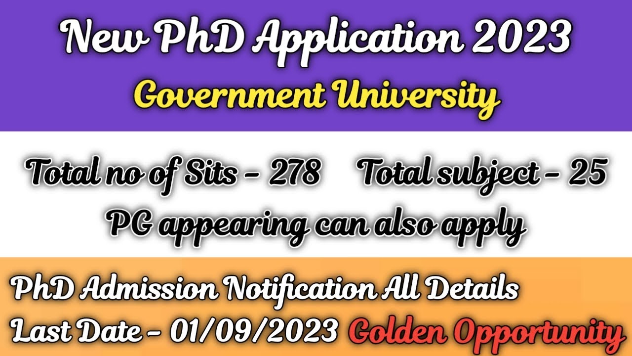 New phd admission 2023 // ongoing phd admission 2023 // Government University // New PhD Application