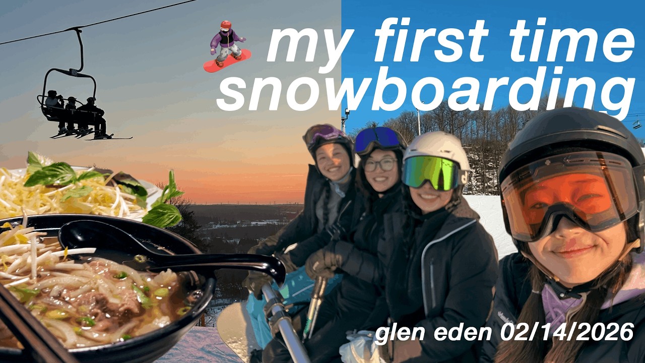 VLOG: My first time snowboarding! 🏂❄️