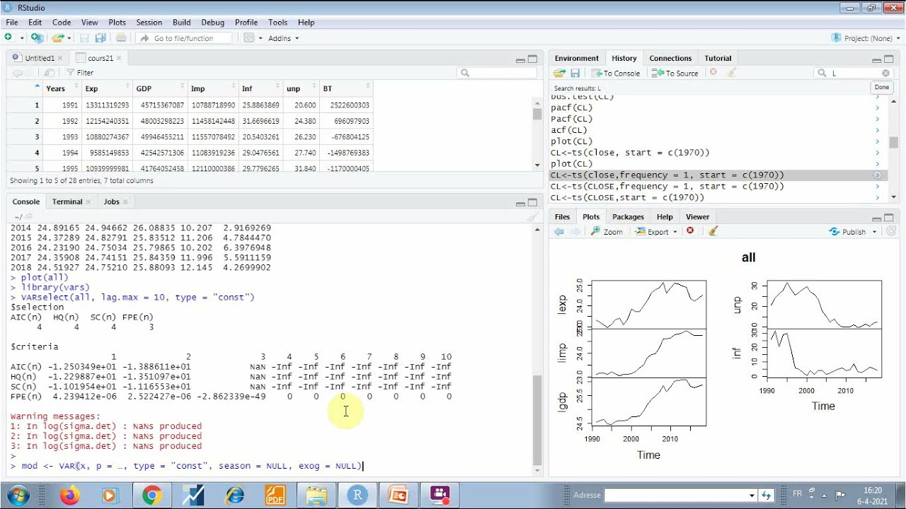 الدرس الثالث والعشرين:  VAR model in R-studio