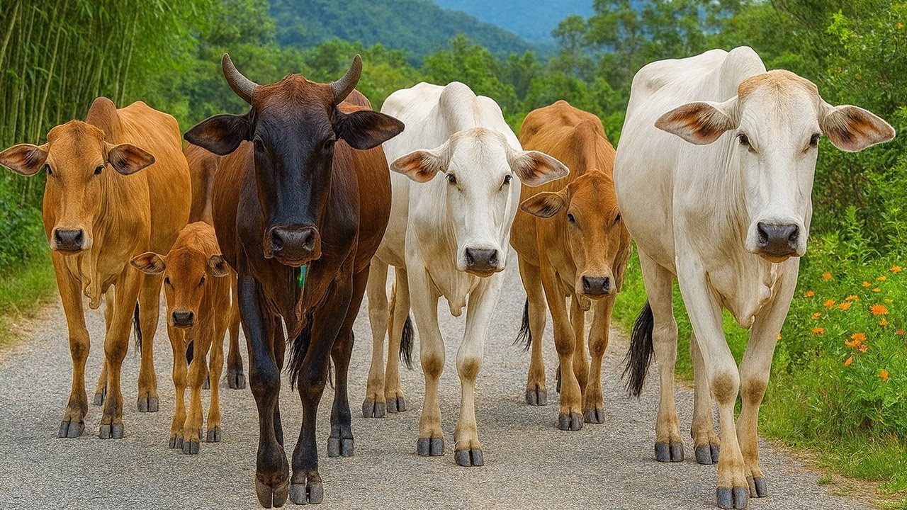 Video Menggiring Sapi Lembu Gembala Menuju ke Kasawan Peternakan Hewan Ternak Sapi - Bunyi sapi lucu