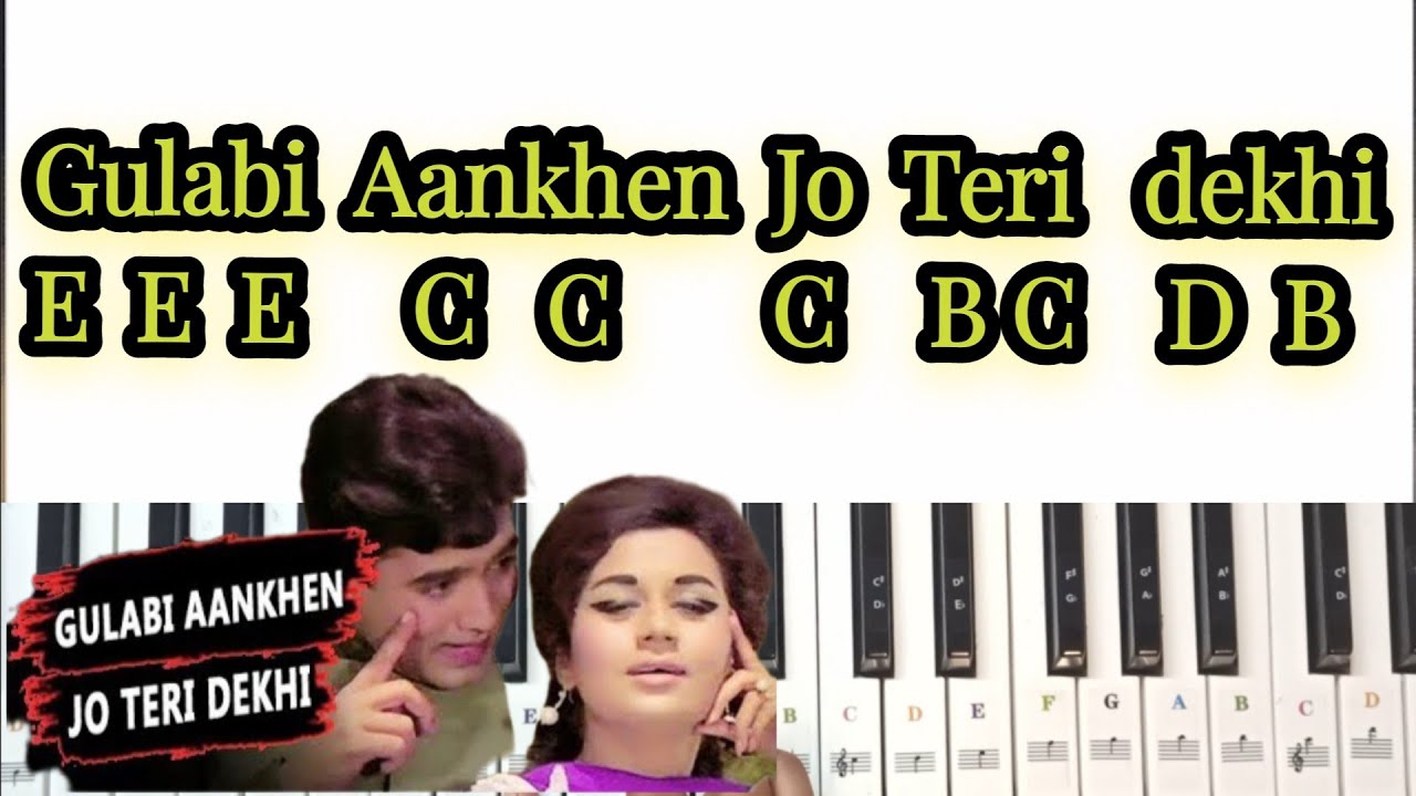 Gulabi Aankhen | Piano Tutorial with lyrics and Notation |  @musicwithfrancis