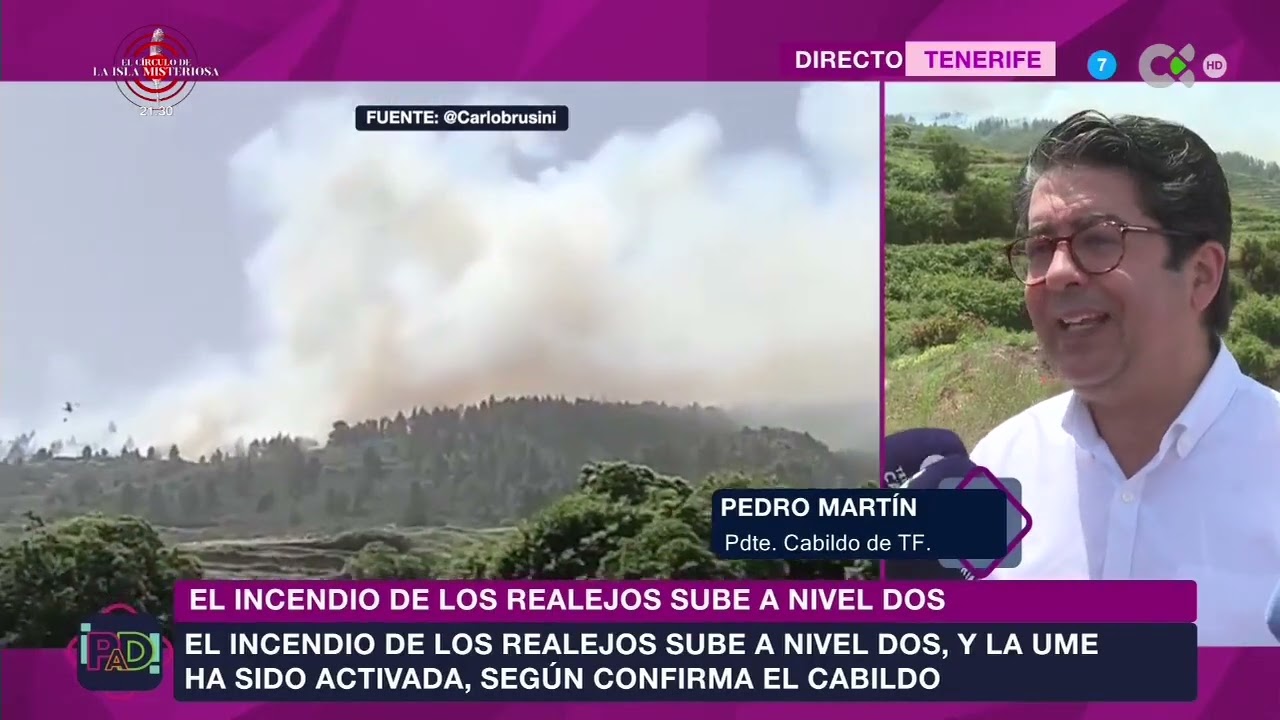 Desalojados durante el incendio de Los Realejos, en Tenerife