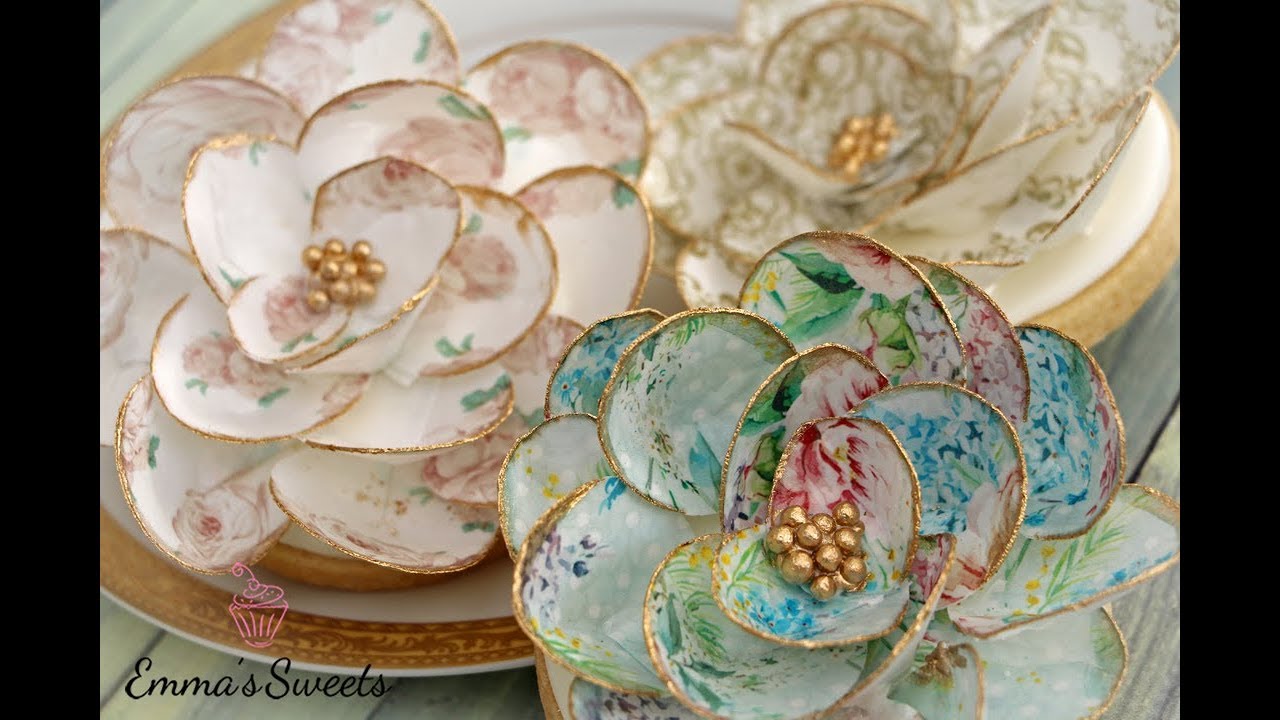 How to Make Wafer Paper Flowers on Cookies by Emma's Sweets