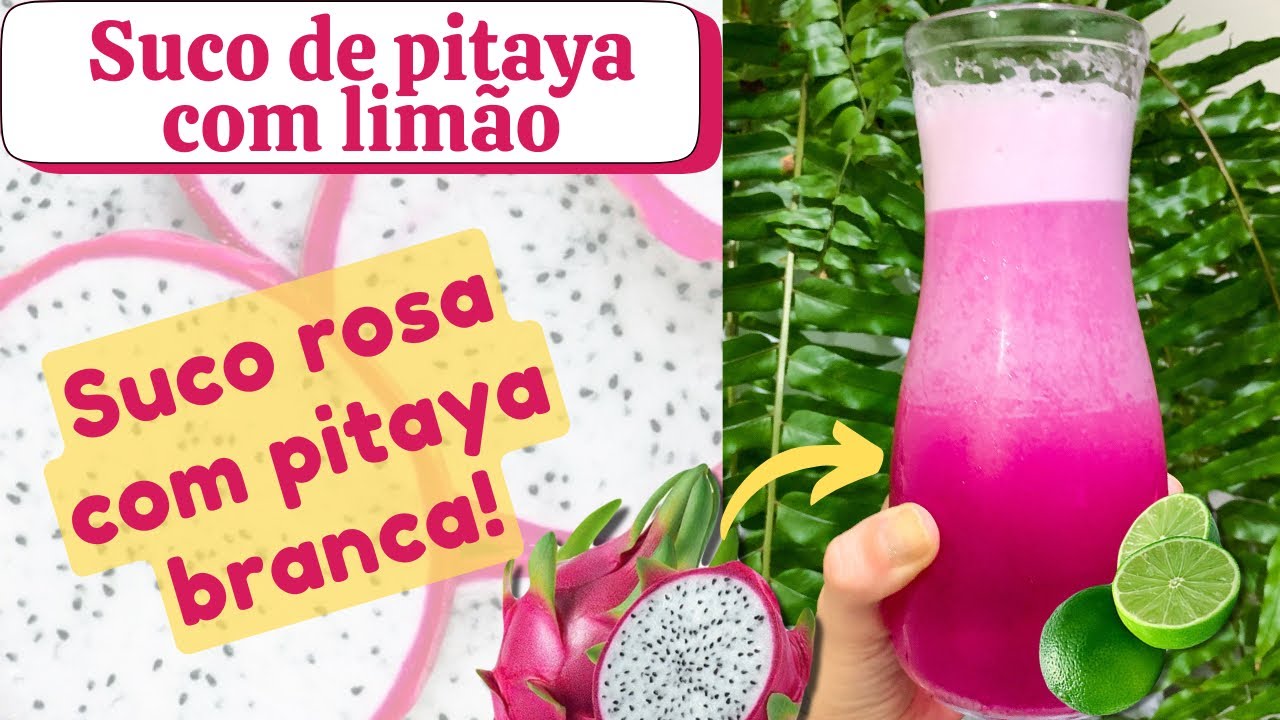 Como fazer suco de pitaya com limão - Suco rosa com a pitaya branca!