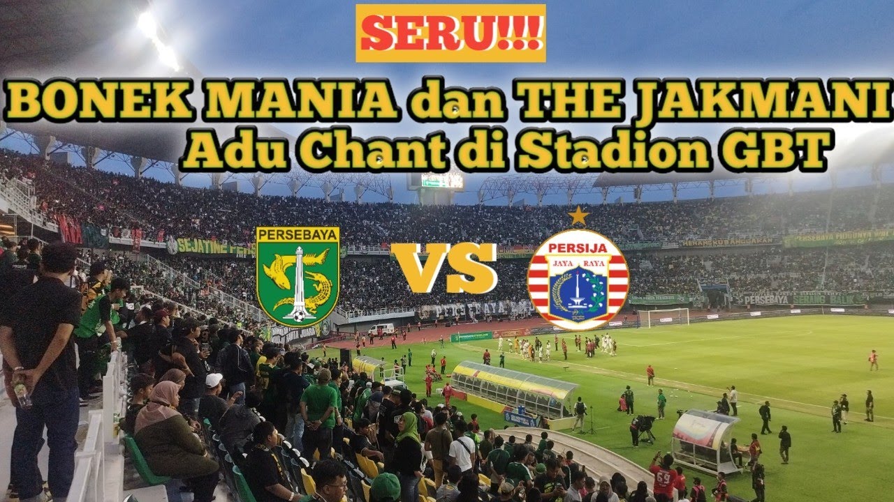 Seru!!! Bonek Mania dan The Jakmania berbalas chant di Stadion GBT
