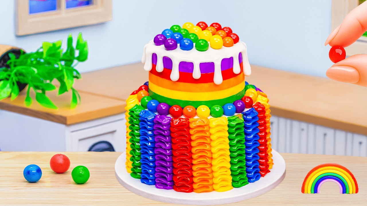 Mini Rainbow Cake With Chocolate 🌈Easy Mini Cake Decorating by Sweet Cakes