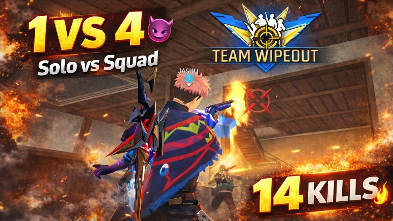 1 VS 4 Solo vs Squad 😈 | Woodpecker + M1887 | 14 KILLS Almost Booyah 🔥