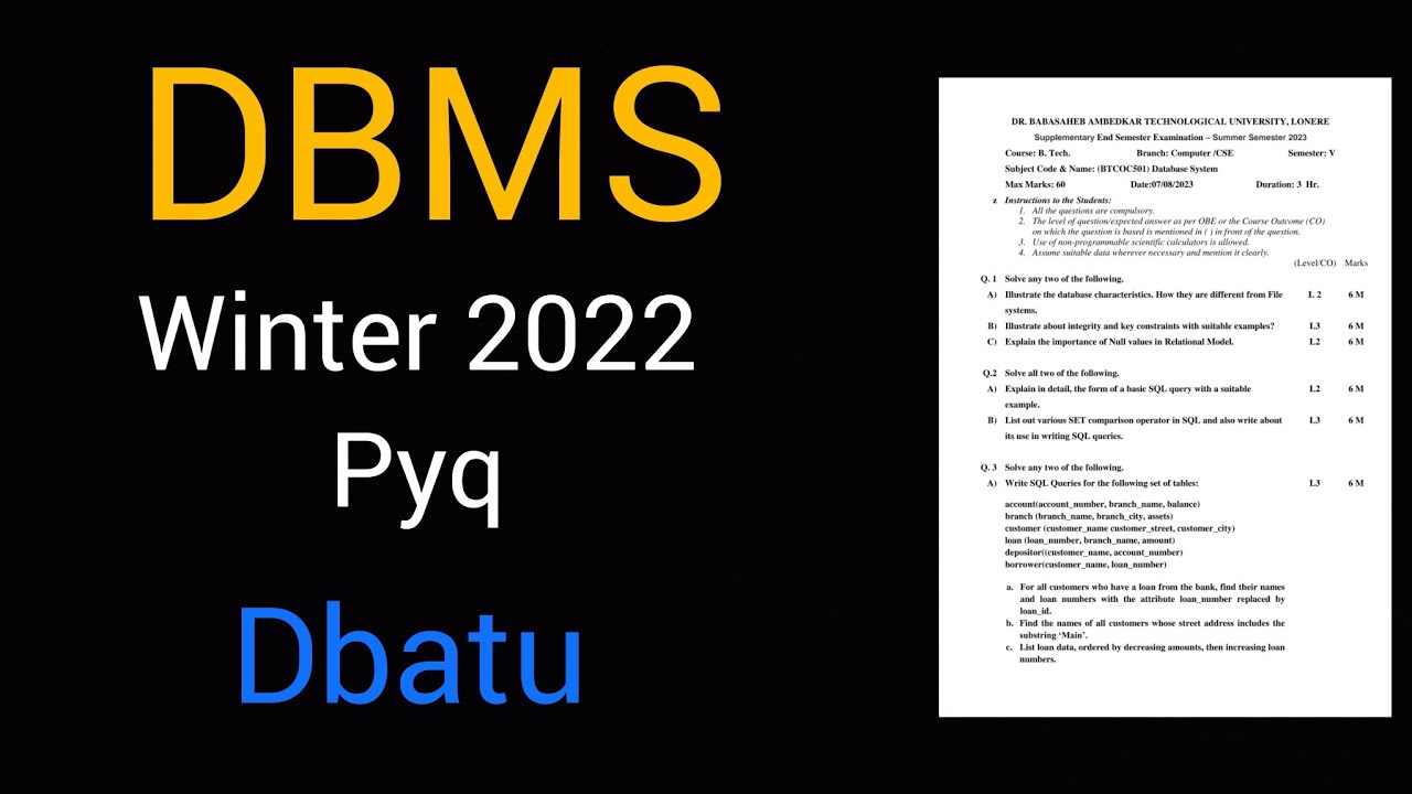 DBMS winter 2022 pyq 