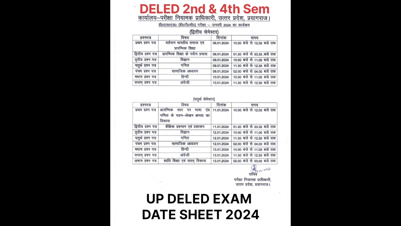 UP DELED/BTC 2nd & 4th Semester Exam Date Sheet 2024 #btc #updeled #shorts #viralnews