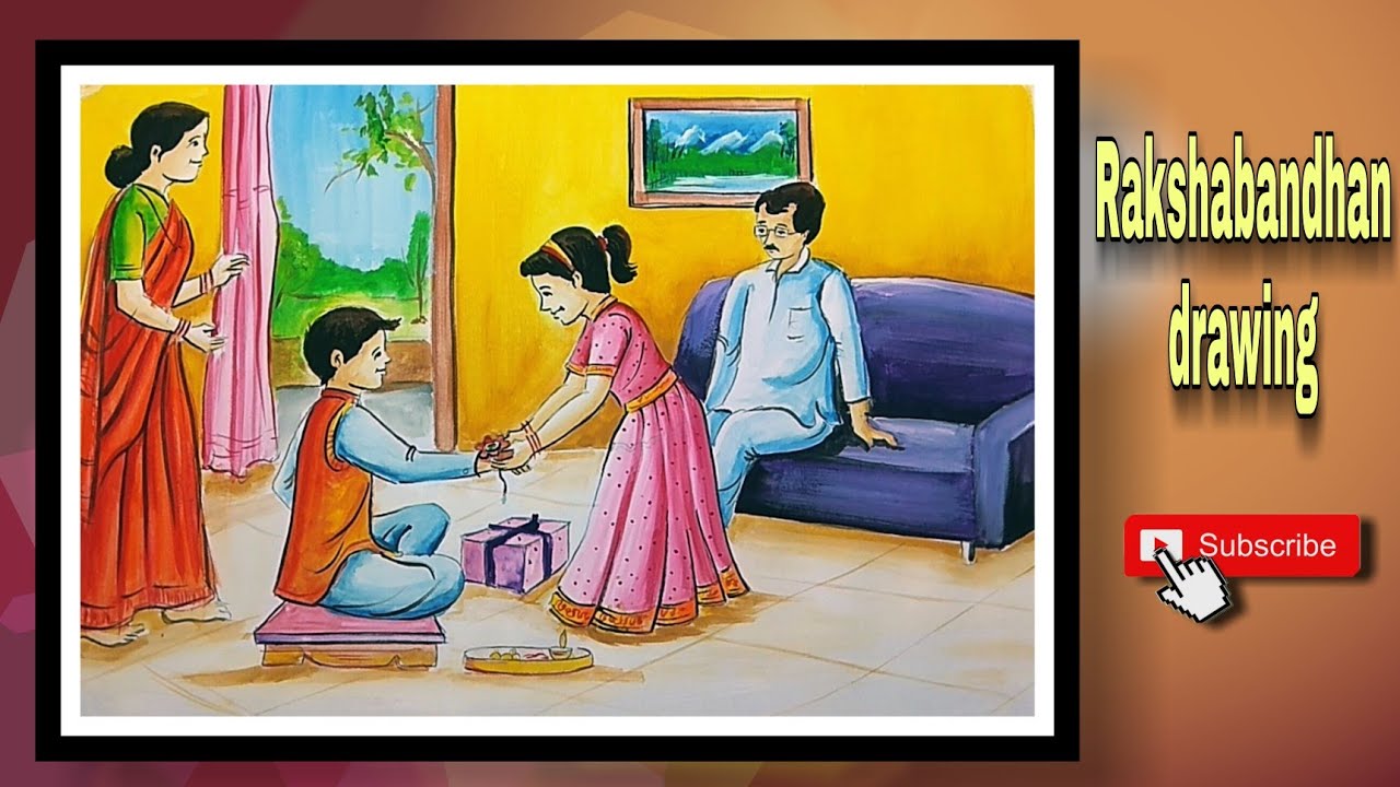 indian festival/Raksha Bandhan drawing/ how to draw Raksha Bandhan drawing/ रक्षाबंधन