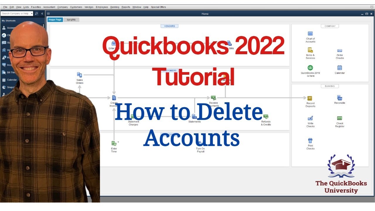 Учебное пособие Quickbooks 2022 — Как удалить учётные записи
