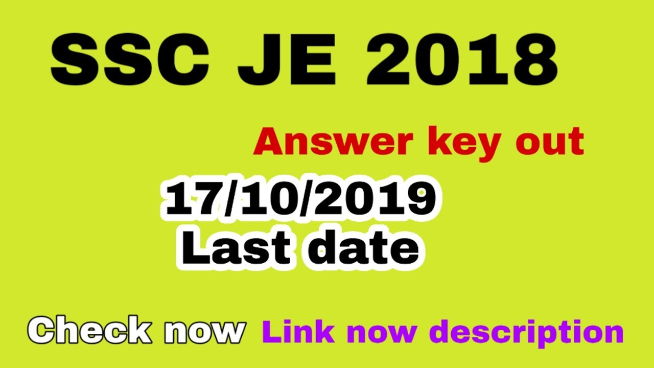 SSC JE 2018 final answer Keys out