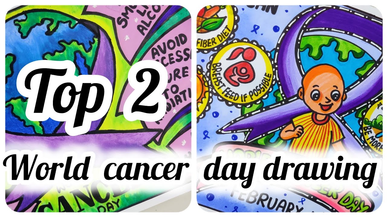 How to draw world cancer day drawing / Project Chart Poster making ideas for competition