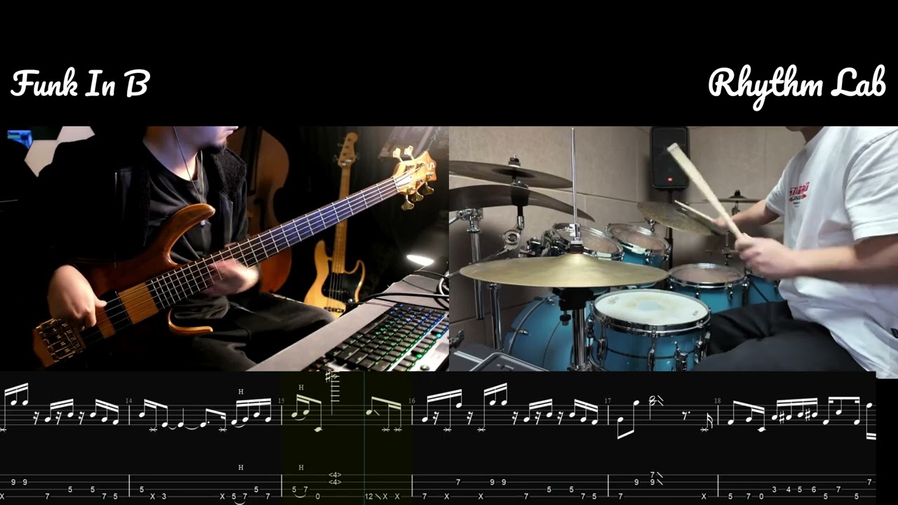 Funk in B-Vincen Garcia Bass&Drum cover(with bass tab)