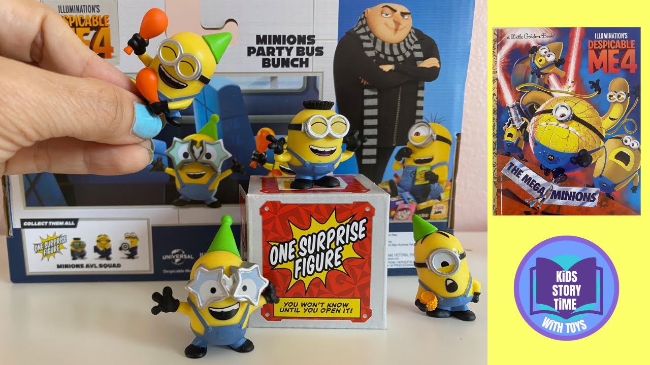 DESPICABLE ME 4 MINIONS SURPRISE TOYS UNBOXING & KIDS READ ALOUD