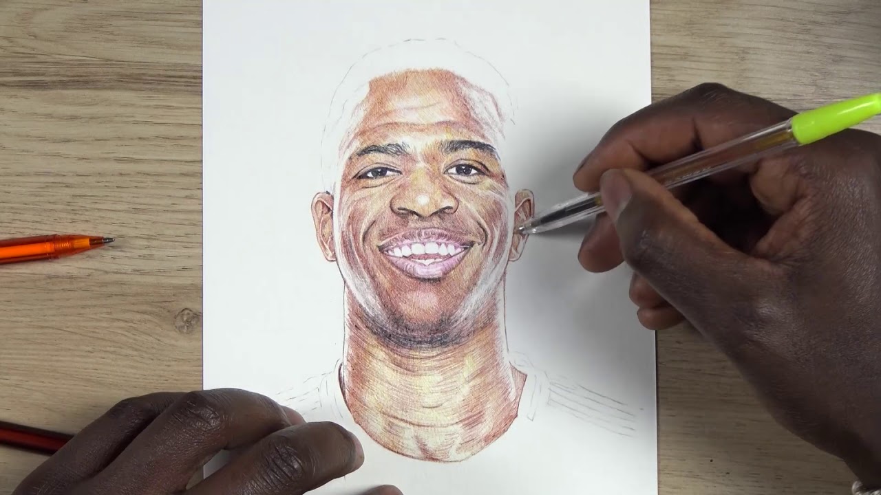 VINICIUS JUNIOR Ballpoint Pen Drawing - REAL MADRID | DeMoose Art