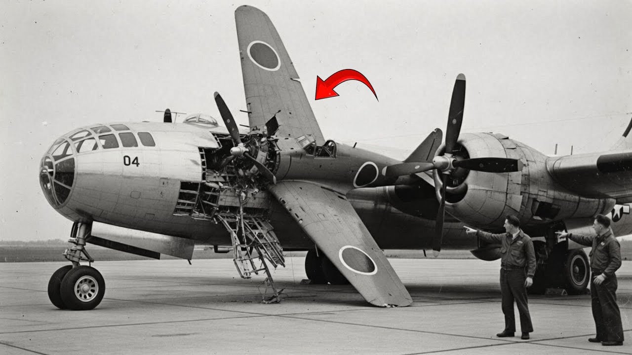 Când acest B-29 a doborât 14 avioane japoneze — două se izbiră deja de el