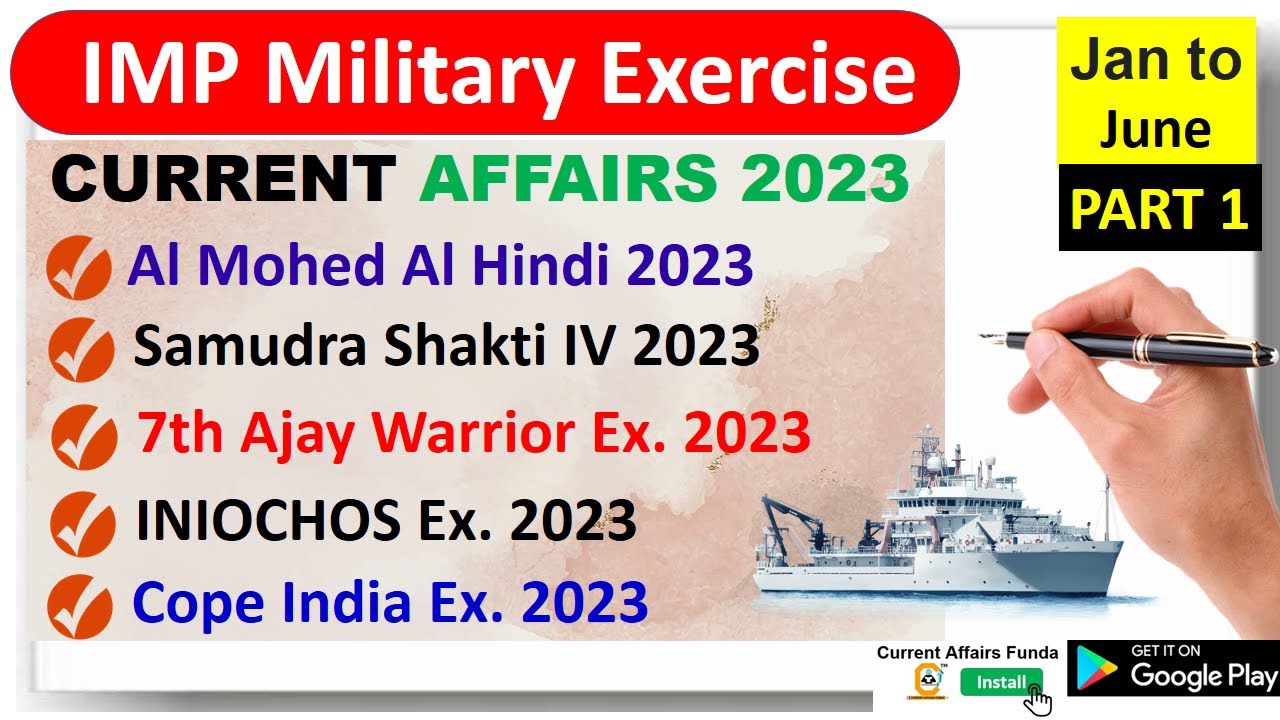 Military Exercises 2023 UPDATED Part 1 | प्रमुख युद्ध अभ्यास 2023 - Current Affairs 2023 | GK 2023