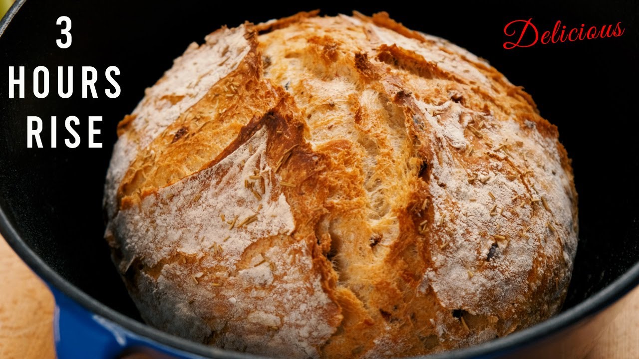 Dutch Oven No Knead Bread with Olives and Sundried Tomatoes!