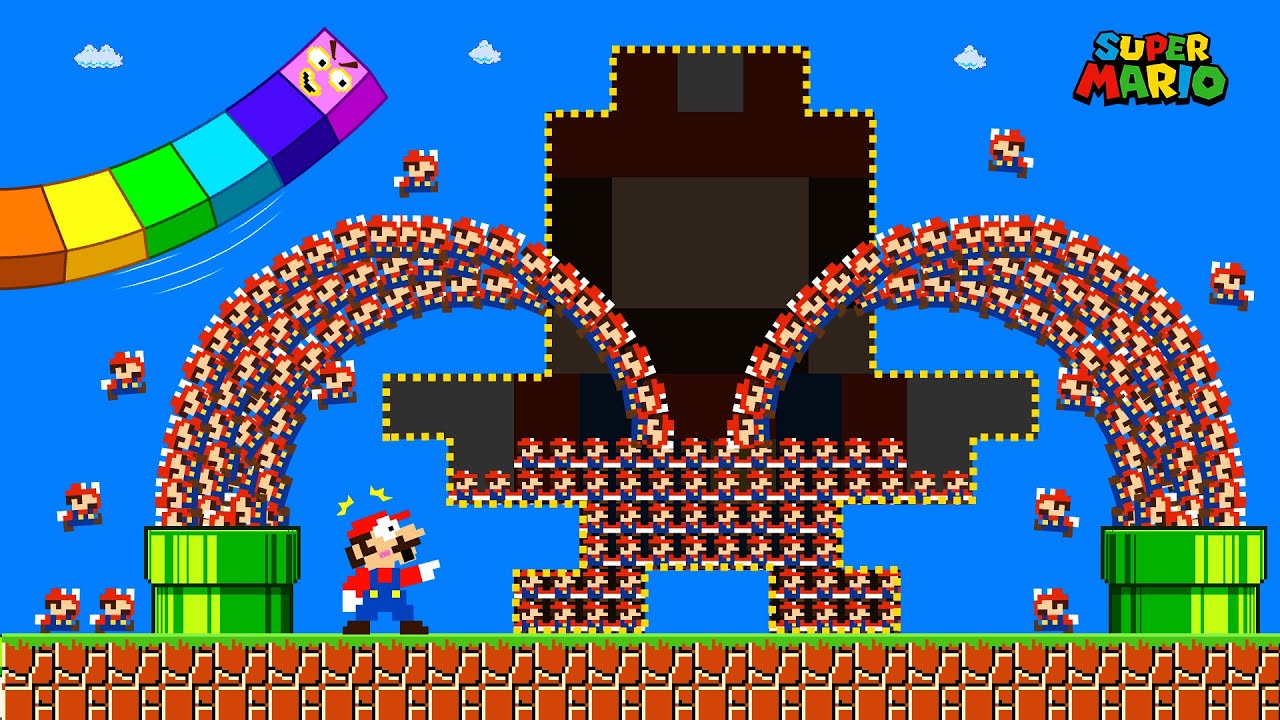 Number Snake vs 999,999 Tiny Mario in Giant and Tallest Maze | GM Stories