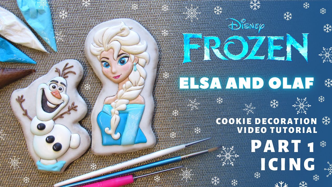Cookies Frozen. Draw Elsa and Olaf. Part 1 - icing
