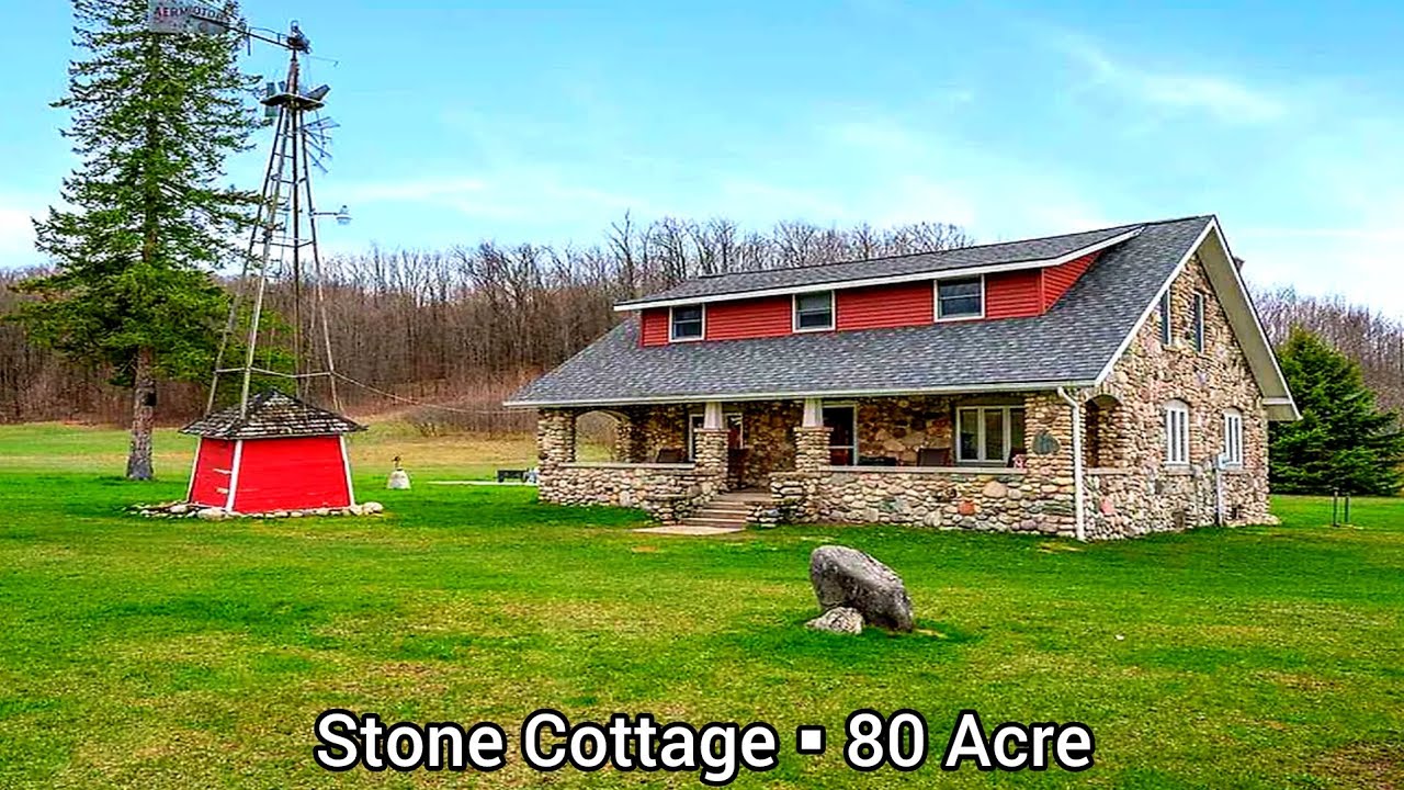 Michigan Farmhouse For Sale | $685k | 80 Acres | Stone Homes For Sale | Land For Sale