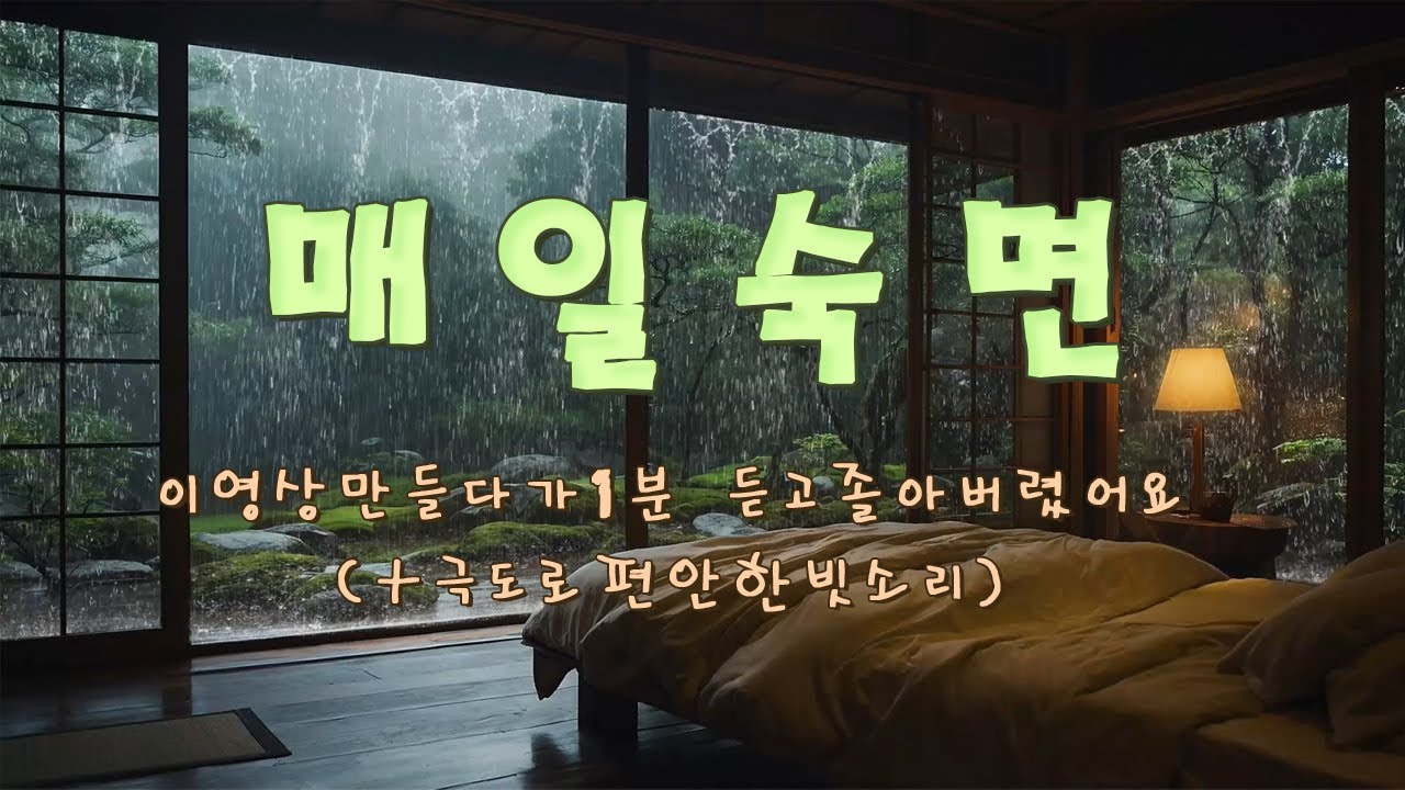 이 영상 만들다가 1분 듣고 졸아버렸어요 (+ 극도로 편안한 빗소리) - 매일 숙면 필수 최면 음악 ~ 공부, 명상, 멍때리기, 스트레스 해소, 우울감 해소